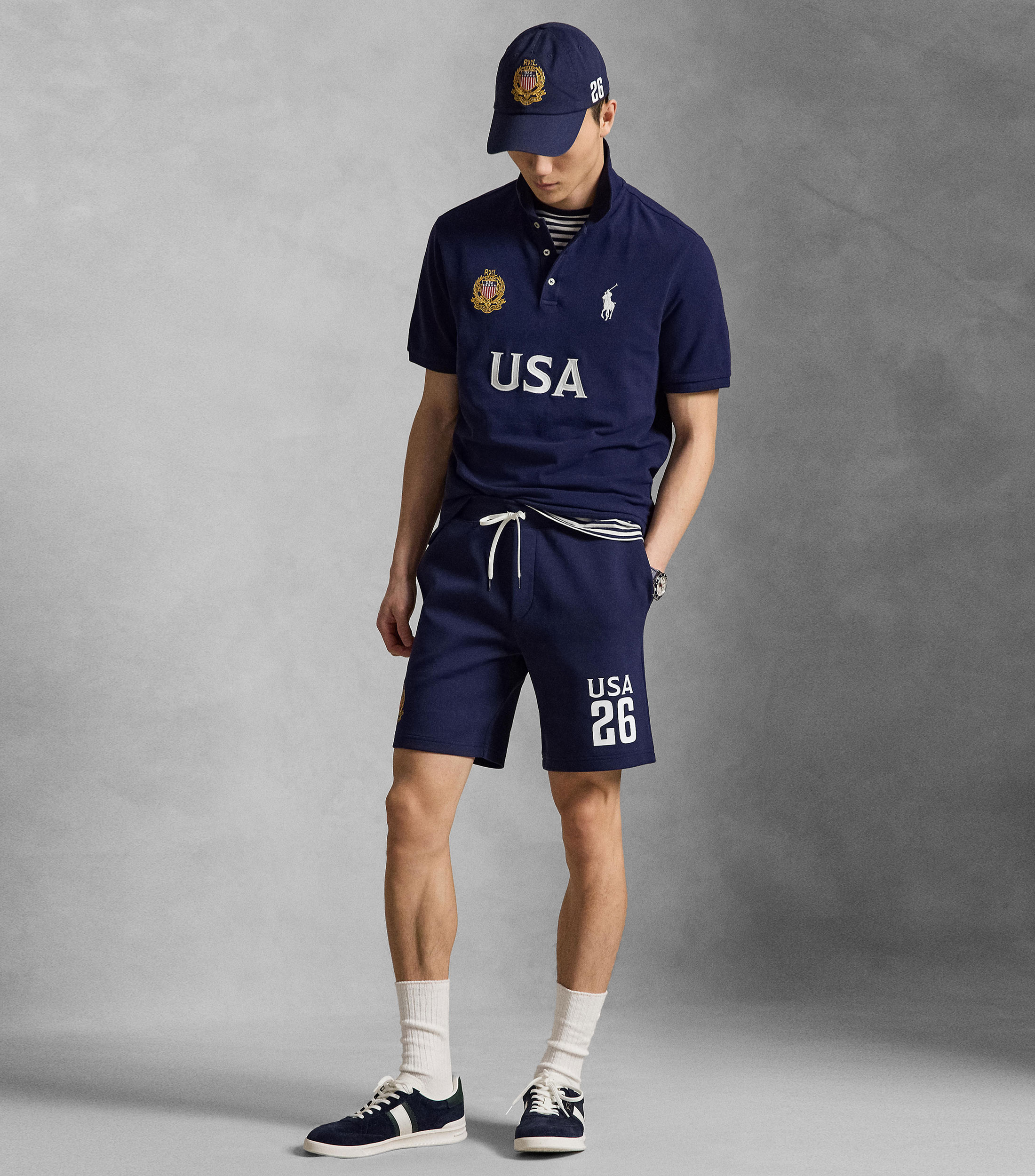 Playera polo manga corta sólida Hombre